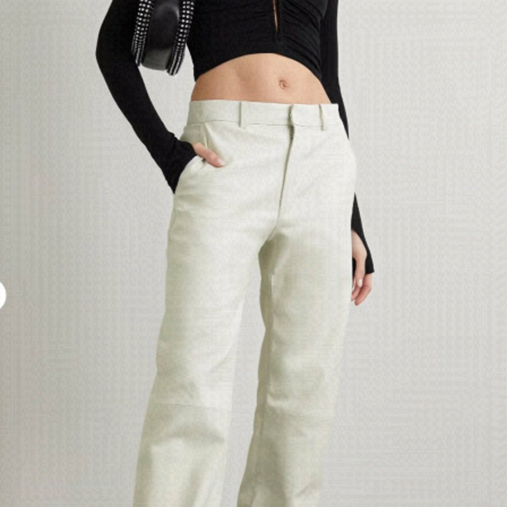 FOR All Mankind Faux Leather High Waist Pants Cream Size L